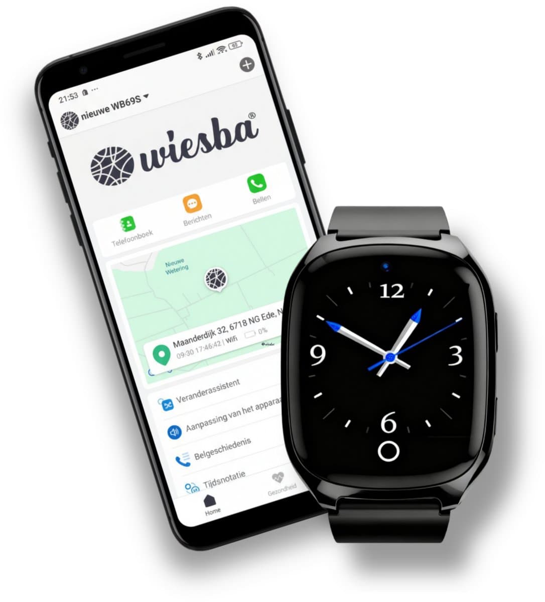Wiesba WB70S - GPS Horloge Senior - Smartwatch voor Ouderen - Persoonlijke alarmen - alarm horloge ouderen - GPS Horloge Alzheimer - Valdetectie — afbeelding 1