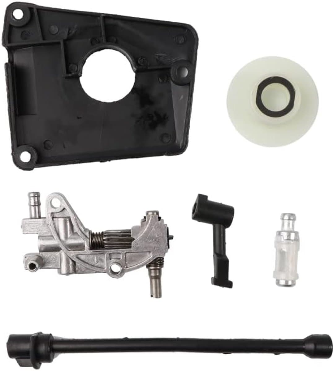 Oliepomp voor Chinese kettingzaag 4500 5800 45cc 52cm 58cc - Pompdeksel - Wormwiel - Oliefilter - Olieslang — afbeelding 1