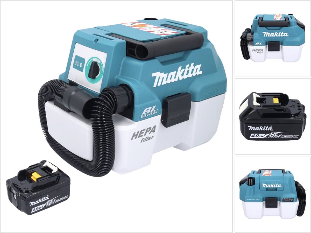 Makita DVC 750 LM1 accustofzuiger LXT 18 V 67 mbar 7,5 l borstelloos + 1x accu 4,0 Ah - zonder oplader — afbeelding 1