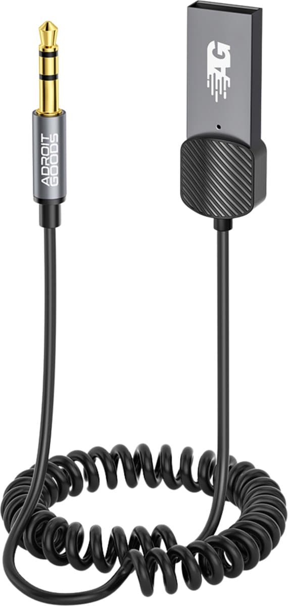 AdroitGoods USB Bluetooth Aux Receiver Ontvanger - Auto - Bluetooth 5.0 Zender - Kabel - Carkit — afbeelding 1