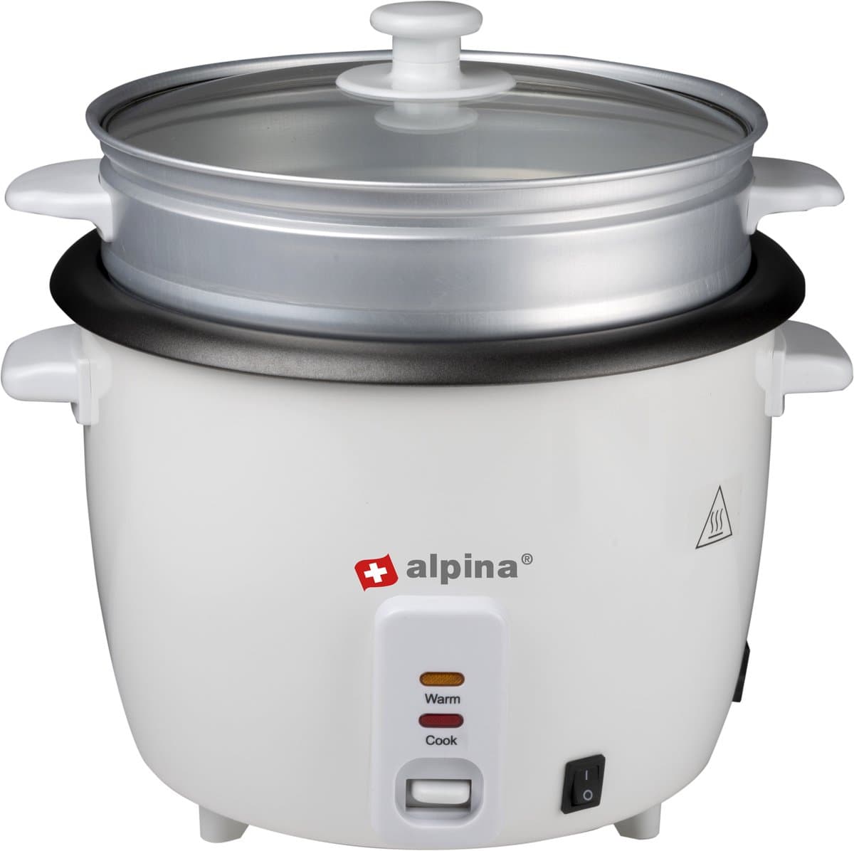 Alpina Rijstkoker - 1,8 Liter - 700 Watt - Stomer voor Groente - Warmhoudfunctie - Wit — afbeelding 1