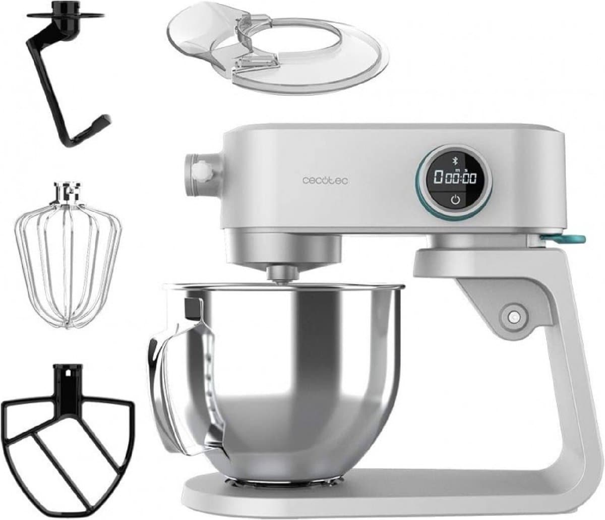 Cecotec Küchenmaschine Twist&Fusion 4000 Luxury Weiß. 800 W, Gehäuse aus gegossenem Aluminium, DC-Motor, 8 Geschwindigkeiten, LED-Licht, 5,2-Liter-Schüssel aus Edelstahl — afbeelding 1