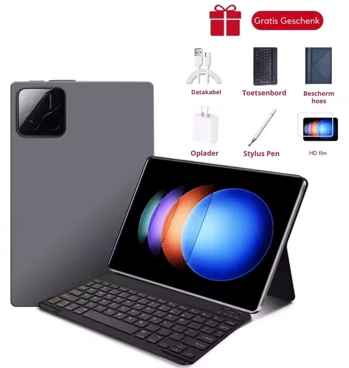 Mookes Tablet Android Snapdragon888 11Inch Hd 12GB 512GB 12000Mah 5G Dual Sim Bluetooth Wifi Gps Tafels - GRIJS — afbeelding 1