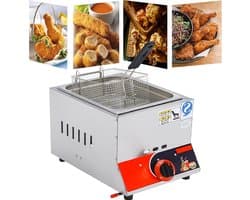 Gasfriteuse Dubbele Mand - Professioneel Frituurapparaat - Restaurant Keuken - Instelbaar Vermogen - 11 Liter Capaciteit - Zilverkleurig
