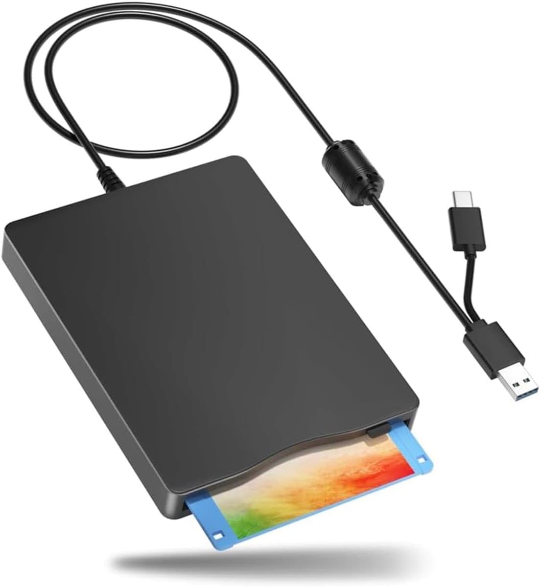 Externe Diskettestation - 35 inch FDD - Oude Bestanden Lezen - Plug and Play - USB Type C - Zwart — afbeelding 1