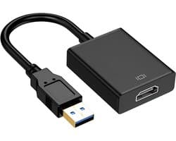 USB naar HDMI Adapter - Externe Grafische Kaart Converter - Scherm Uitbreiden - Ondersteunt 1080p Resolutie - 1 Poort - Zwart