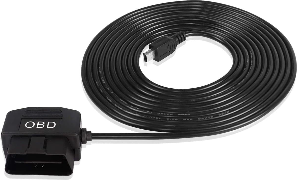 SnelShoppen - OBD2 Power Kabel voor Dashcam, Mini USB OBD2 Aansluiting Hardwired Oplader met Schakelaar - 3.5m 24 Uur Bewaking — afbeelding 1