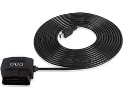 SnelShoppen - OBD2 Power Kabel voor Dashcam, Mini USB OBD2 Aansluiting Hardwired Oplader met Schakelaar - 3.5m 24 Uur Bewaking