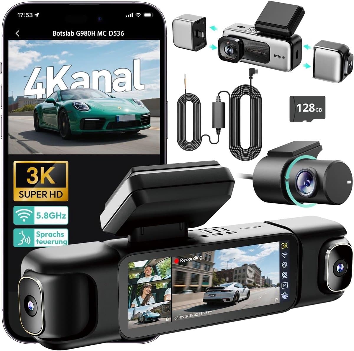 Solidchoice - 4-Kanaals Dashcam met Parkeerbewaking en GPS — afbeelding 1