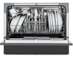Klarstein Vaatwasser mini- voor 6 couverts, stille kleine vaatwasser met 6 wasprogramma's, kleine tafelmodel vaatwasser voor thuis, kantoor, camping, mini-vaatwasser met wateraansluiting - Tafelvaatwasser - 6 Maatgedekken 49 dB 45 cm 1380W