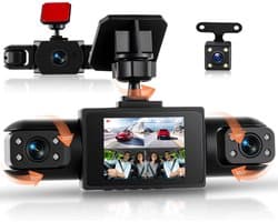 SnelShoppen - 360° Dashcam voor Auto met 4 Camera's - 1080p Voor en 480p Achter, Links en Rechts - Volledige Beveiliging - Ingebouwde Microfoon en Nac
