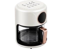 Heteluchtfriteuse, 4,2 liter, 1200 W, met kijkvenster LCD Touch, timer en 6 programma's, temperatuurinstelling 80-200 °C, voor gezond koken, bakken, grillen, wit