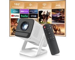Beamer Mini Projector - 1280 x 720 HD Resolutie - 4K Signaalverwerking - Wifi 6 Bluetooth 5.4 - Draagbaar Tafelbladmontage