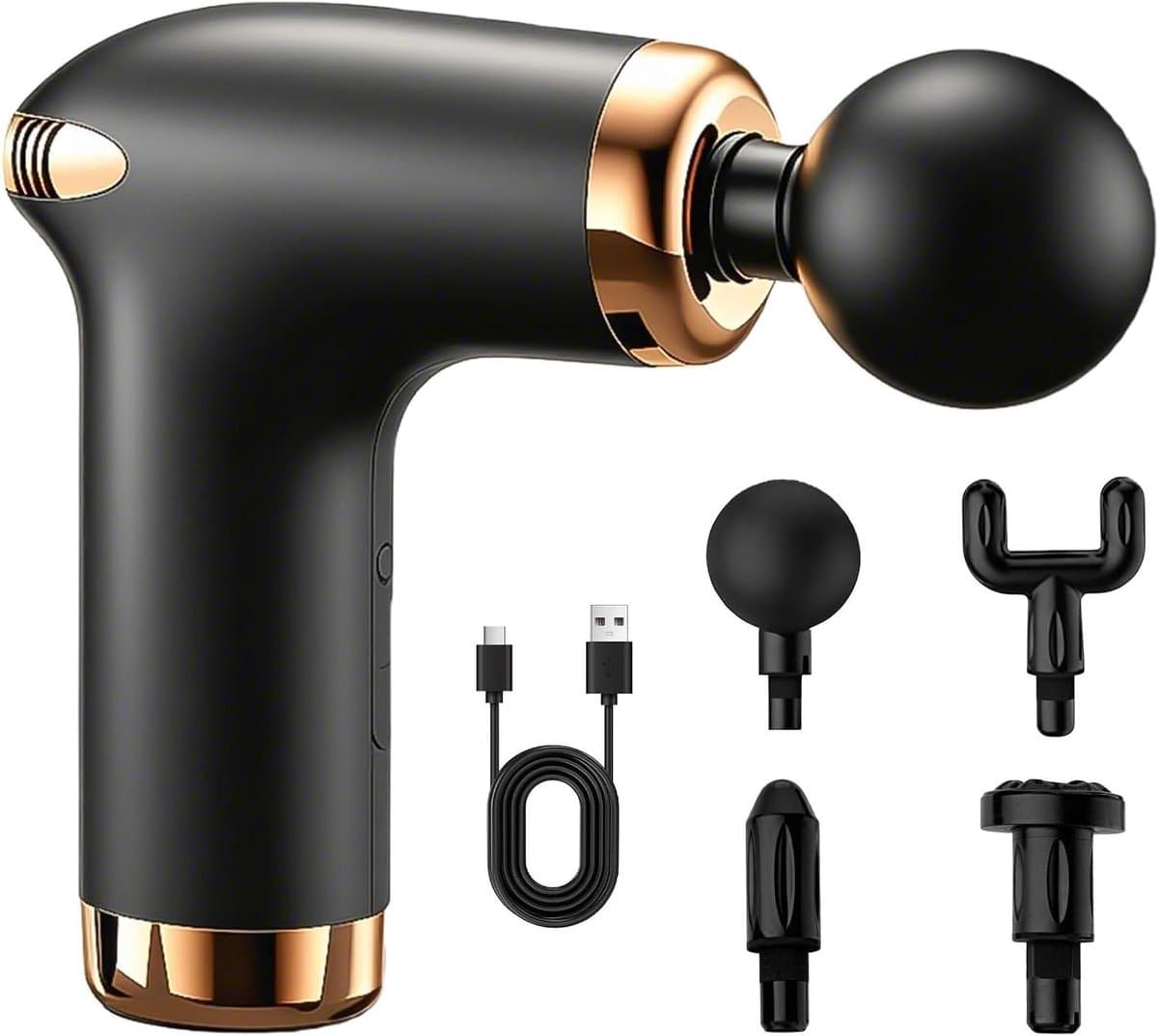 Massagepistool - Spierstimulator Lichaam - Spierherstel Ontspanning - 6 Snelheden 4 Koppen - 19 x 16 x 6 cm - Zwart — afbeelding 1