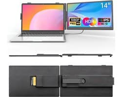 DnA® Professionele Portable Monitor - USB-C - 14 Inch - Draagbare Monitor - Portable Monitor Voor Laptop - Zwart - 39cm x 26cm x 7cm