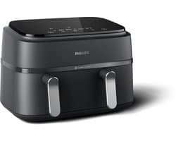 Philips 3000 Series Dual Airfryer - NA351/00 - Dubbele Mand - 9L - Tot 6 Personen - Zwart/Zilver