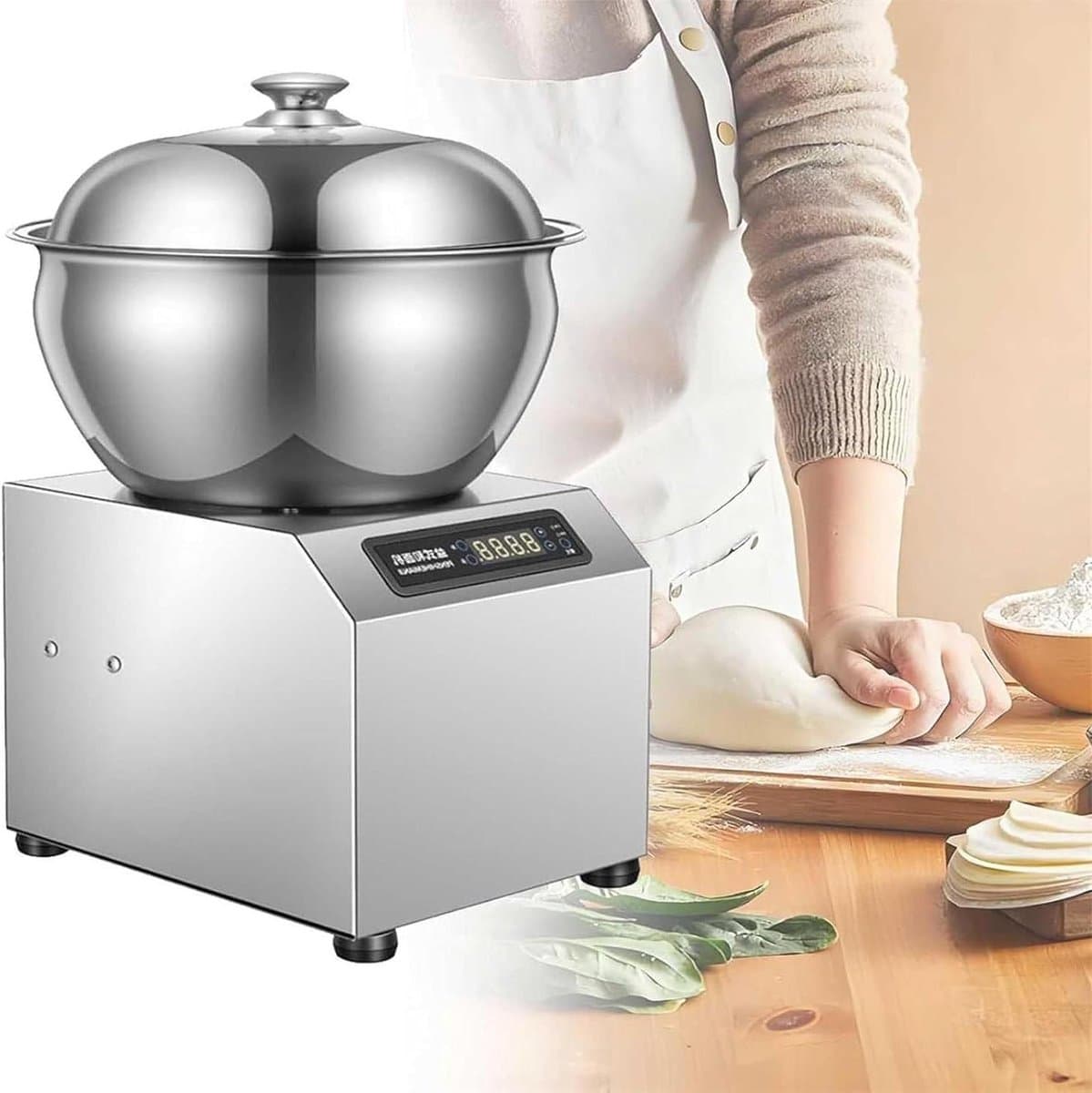 Professionele Deegmixer - Keukenmachine - Bakken en Braden - Bidirectionele Rotatie - 5kg Capaciteit - Zilver — afbeelding 1
