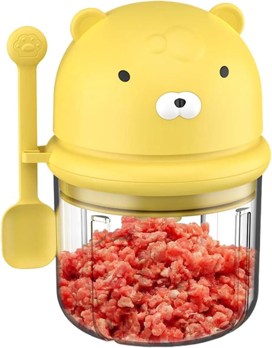 Mini Food Chopper - Elektrische Hakmolen - Voedsel Bereiden - Draadloos en Oplaadbaar - 350 ml - Geel — afbeelding 1