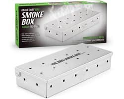 Dailygoods- Rookbox Heavy Duty RVS - Smokerbox - BBQ Accessoire - Universele Roker - 950 ml Capaciteit - 28 Rookgaten