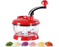 Keukenmachine Groentesnijder - Salademolen Knoflookhakker - Snelle Maaltijdvoorbereiding - Handmatige Zwengelbediening - 26 x 21 x 17 cm - Wit