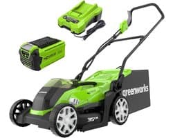 Draadloze Grasmaaier - Accu Grasmaaier - Gazon Onderhoud - 5 Maaihoogtes - 35cm Maaibreedte - Groen Zwart Grijs