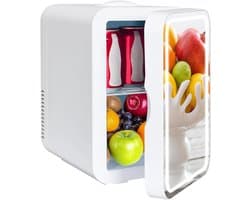 DYNA® Skincare Fridge - Mini Koelkast 8 Liter – Met Spiegel en Verlichting - Mini Fridge - Wit - 20cm x 26cm x 30cm