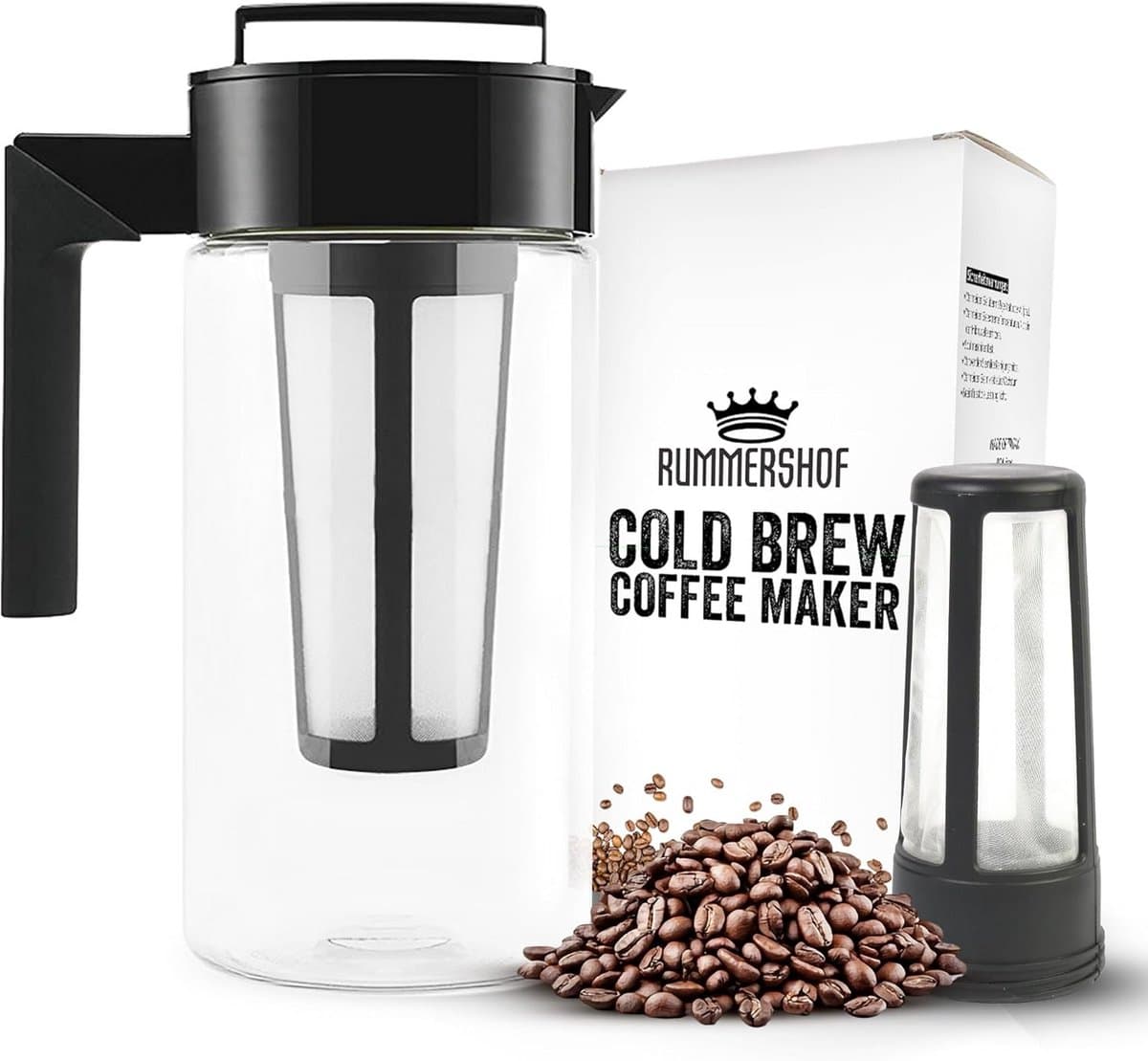 Cold Brew Koffiemaker van Kunststof - 1 Liter BPA-vrij met Gratis Vervangingsfilter - Perfect voor Koffieliefhebbers — afbeelding 1