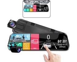 Dashcam voor Auto - 10 Inch Touchscreen Spiegelcamera - 1080P AHD Dashcam met Nachtzicht - G-Sensor - Parkeermodus - Groothoek 170° - Zwart