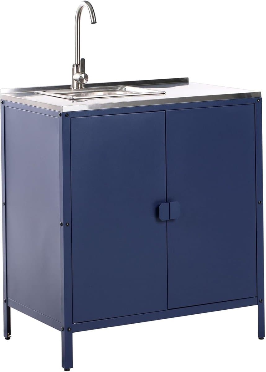 Buitenkeuken Kast - Tuin Keukenunit - Buiten Koken - Inclusief Spoelbak - 80x50x90 cm - Blauw — afbeelding 1