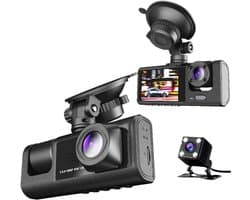 Dubbele dashcam voor in de auto, voor- en binnenkant, autobeveiligingsvideorecorder met audio, 1080P, voertuigcamera, plug-and-play, WDR, nachtzicht, automatische vergrendeling met G-sensor, 2 inch scherm(Geen geheugenkaart meegeleverd)