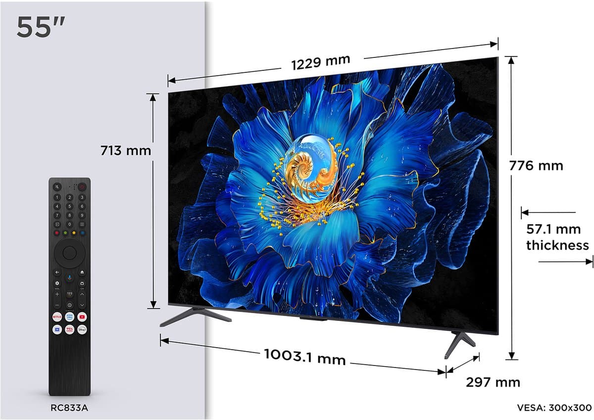 TCL C69KS 55C69KS tv 139,7 cm (55") 4K Ultra HD Smart TV Wifi Metallic — afbeelding 1