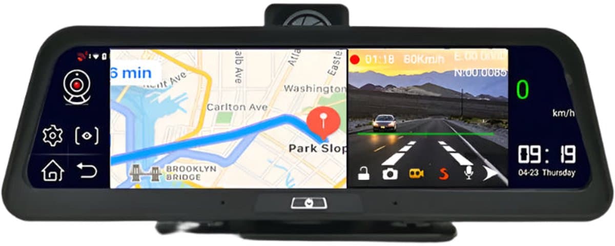 Dashcam voor Auto - 10" 4G Android 8.1 Dashcam - GPS Navigatie, Dual 1080P Camera - ADAS Rijhulp - Parkeermodus - Achteruitrijcamera - WiFi - Bluetooth - G-Sensor - Loop Recording - Zwart — afbeelding 1