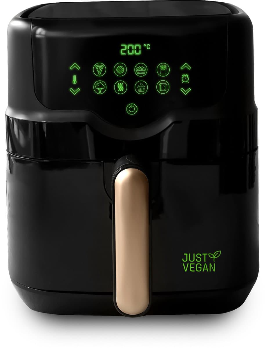 Just Vegan, Arifryer - zwart - 200°C - Hetelucht friteuse - Plantaardige antiaanbaklaag - Duurzaam en vetvrij frituren — afbeelding 1