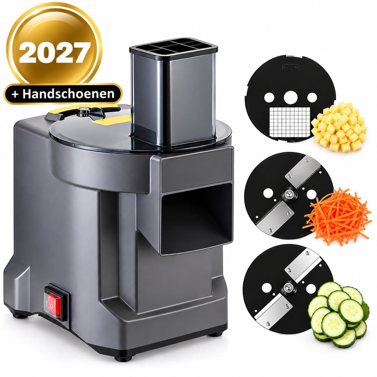 Groentesnijmachine - Elektrische Groentesnijder - multifunctioneel - Groenten snel hakken, snijden, raspen en in blokjes snijden — afbeelding 1