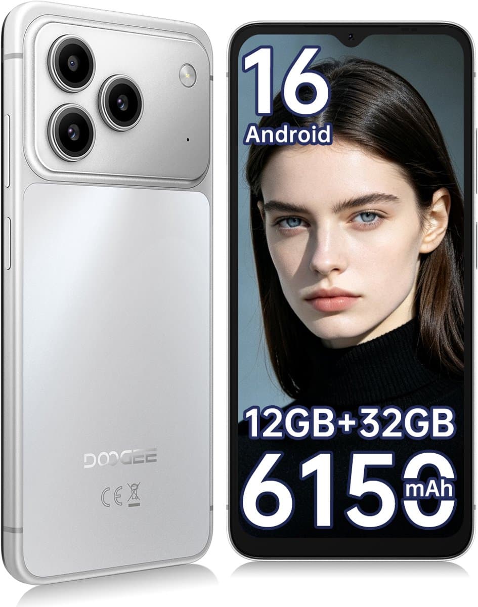 DOOGEE Note 57 Lite Smartphone - 6,56" - Android 16 - 12GB(3+9) RAM - 32GB ROM - 6150 mAh - Lichtgewicht 195 g - Zilver — afbeelding 1