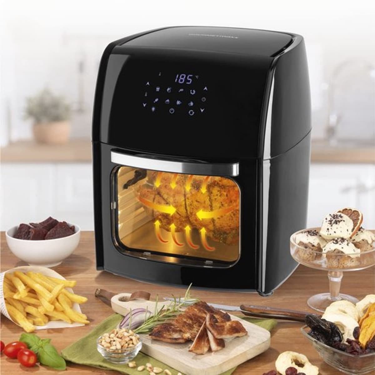Digitale XL heteluchtfriteuse, 12 liter, bijzonder vetarme en zachte bereiding, 9 programma's, timerfunctie voor nauwkeurig koken en automatisch uitschakelen, zwart — afbeelding 1