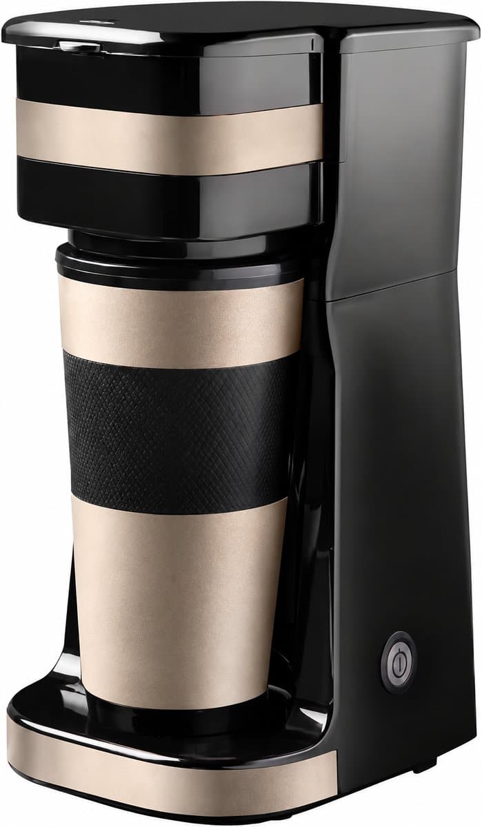 Koffiezetapparaat met Thermosbeker - Voor Gemalen Filterkoffie - Voor 2 Grote Koppen - 750 W - RVS - Compact - Geschikt voor Camping - Lichtbeige — afbeelding 1