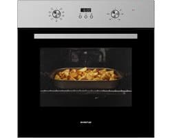 Inventum IOH6070RK Inbouwoven - 65L - Hetelucht & Grill - 60cm - 50-250°C - 8 standen - Zwart/RVS