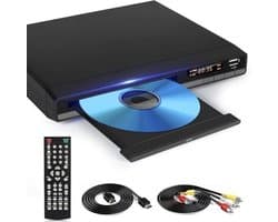 HD dvdspeler met HDMI, regiovrije dvd-spelers voor smart-tv, 1080P-upscaling, HDMI/RCA-uitgangskabel inbegrepen, hervatten vanaf onderbrekingspunt, ingebouwde PAL/NTSC, cd-spelers voor thuis (geen Blu-ray)