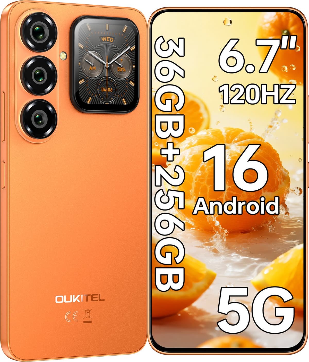 OUKITEL P2 PLUS 5G Smartphone 36GB RAM-256GB ROM-6.7 inch 120HZ FHD+-50MP Camera-Android16 — afbeelding 1