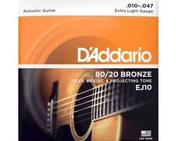 D'Addario EJ10 Snaren voor Akoestische Gitaar (10-47) Extra Light