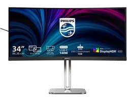 Philips 34B2U5900C - 34 inch Ultrawide 5K2K Business Monitor - USB-C 140W - RJ45 - Dual Mode - 120Hz tot 240hz - 5 jaar garantie