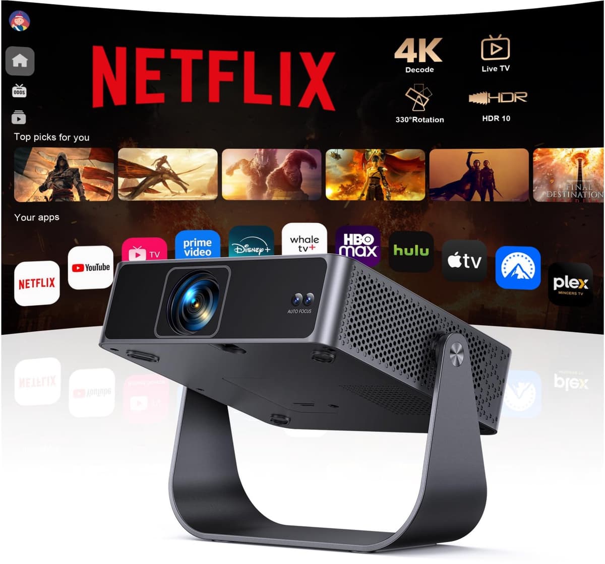 Mini Beamer 1920 X 1080 Full HD - LCD Projector - 1000 ANSI Lumen - Compact Draagbaar - Thuisbioscoop Beamer — afbeelding 1
