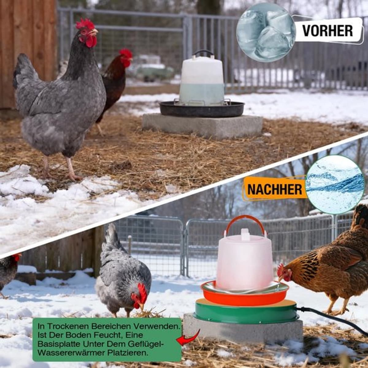 Verwarmingsplaat voor Kippendrinkbak met Thermostaat Ø31cm, Metalen Verwarmingsplaat voor Pluimveedrinkbak Vorstbeveiliging — afbeelding 1