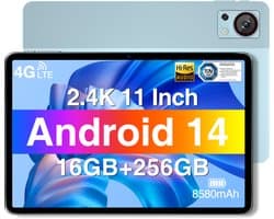Doogee T30s -Tablet 11 inch 2,4k - 7,6 mm Ultradunne -Android 14 -16GB Ram + 256GB Rom/TF 1TB -5G WiFi - 8580MAH-Blauw