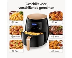 VERON VR-1010 Airfryer – 1400W – 4.5 Liter Binnenmand / 5.5Liter Buitenpan – Digitale Touchscreen – Zwart/Goud