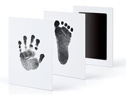 Baby handafdruk en voetafdruk fotokaartje - Baby cadeau - Gipsafdruk alternatief! - Eenvoudig schoonmaken - Rode inkt