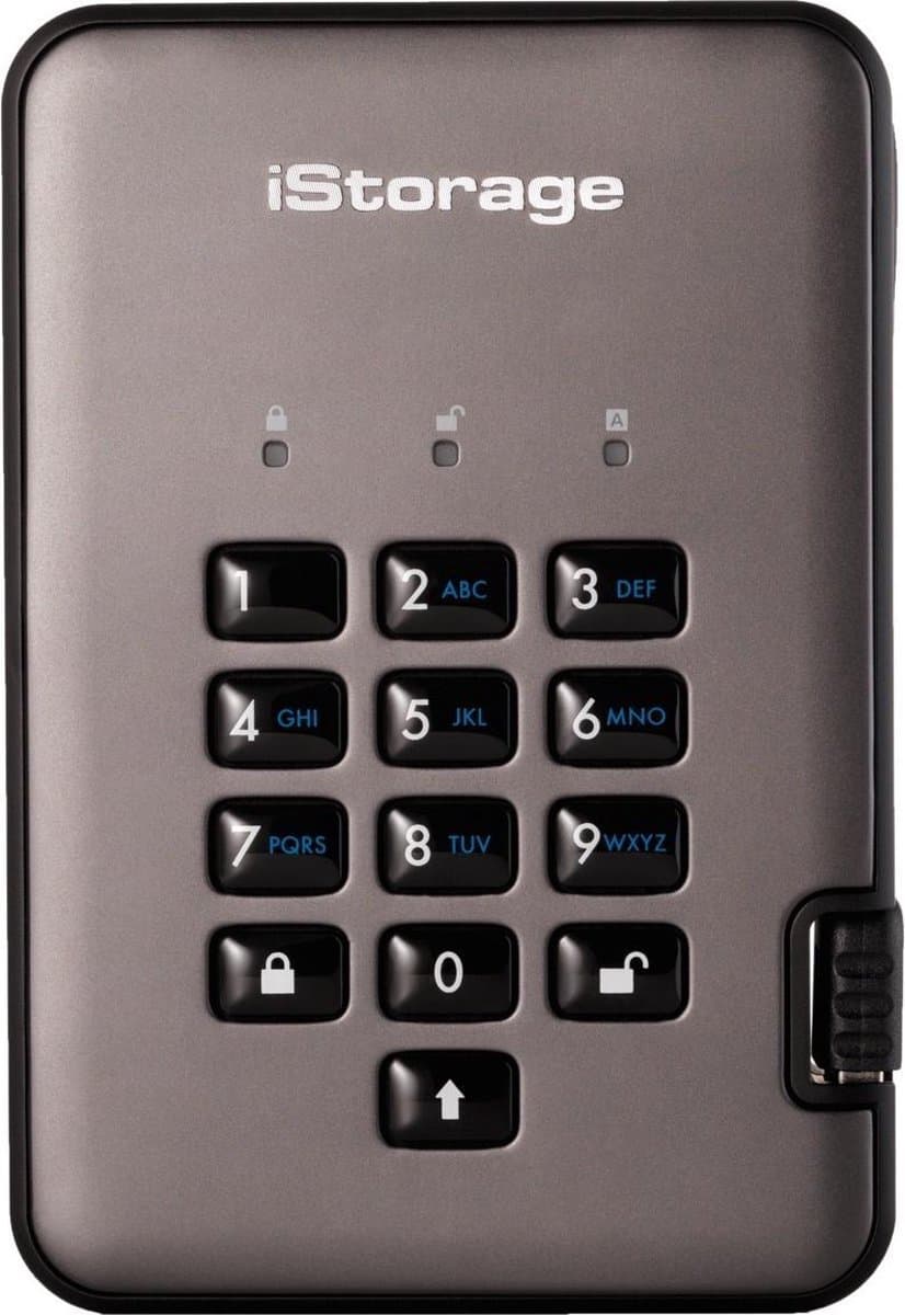iStorage diskAshur Pro2 SSD - externe harde schijf - 4 TB - SSD - Cijfercode - Zwart - Grafiet — afbeelding 1
