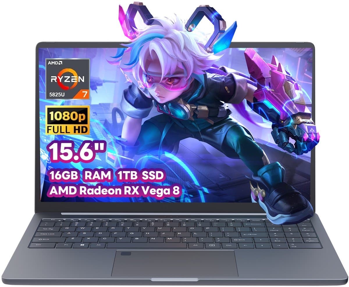 Ninkear A15 Plus Laptop 15,6 inch Full HD - Ryzen 7 5825U - 16GB RAM - 1TB NVMe SSD - Radeon Vega 8 - Windows 11 - WiFi 6 - Donkergrijs — afbeelding 1
