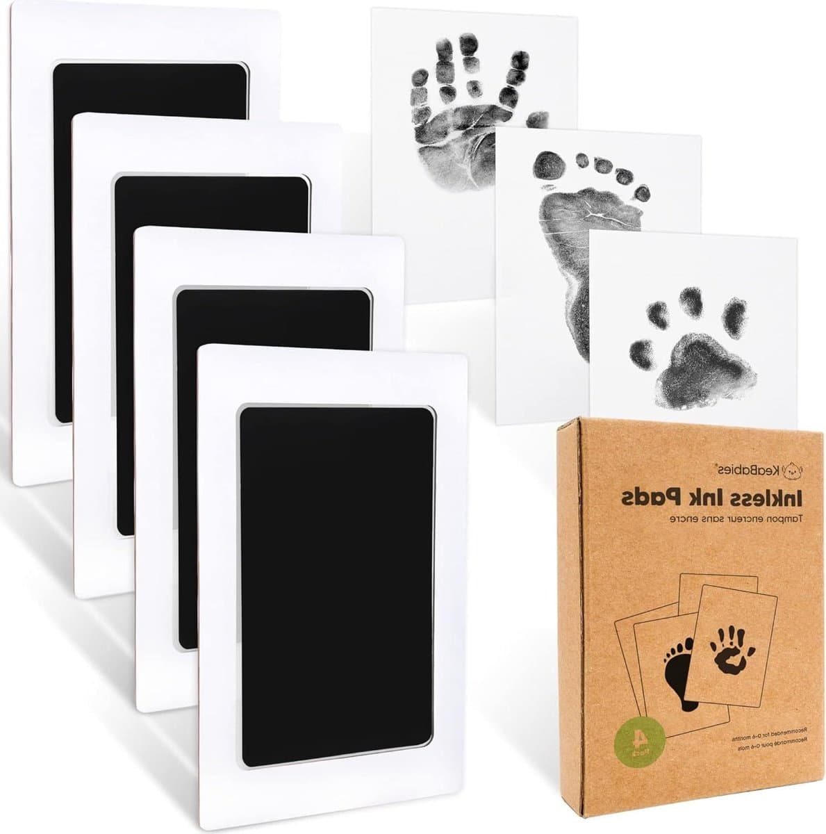 Allecta - Inktloze Stempelkit voor Baby's - Voetafdruk en Handafdruk - Poot Stempelafdruk - Pasgeboren Baby's - Zwart. — afbeelding 1
